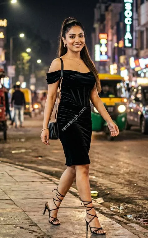 Alisha in black dress street